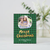 Joyeux Noël en Carte photo doré vert (Debout devant)