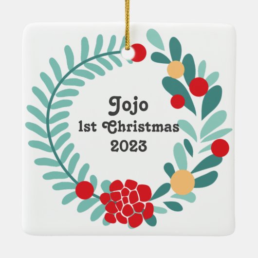Joyeux Noël en céramique Porcelaine Carré Ornement (Dos)