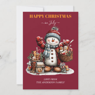 Joyeux Noël en juillet Carte de vœux bonhomme de n