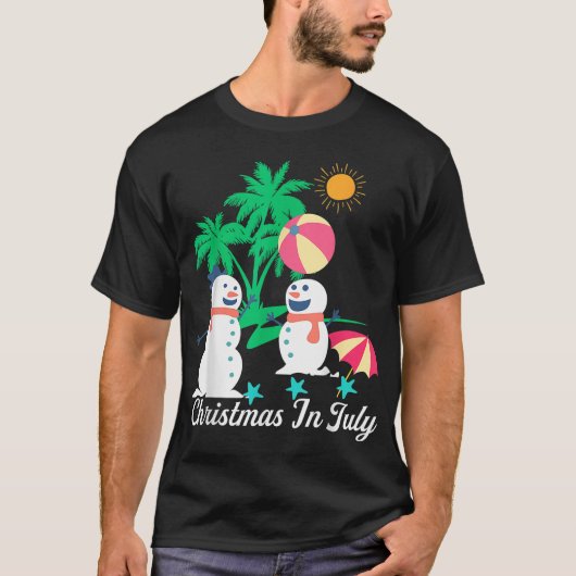 Joyeux Noël En Juillet Snowman TShirts Décoration (Devant)