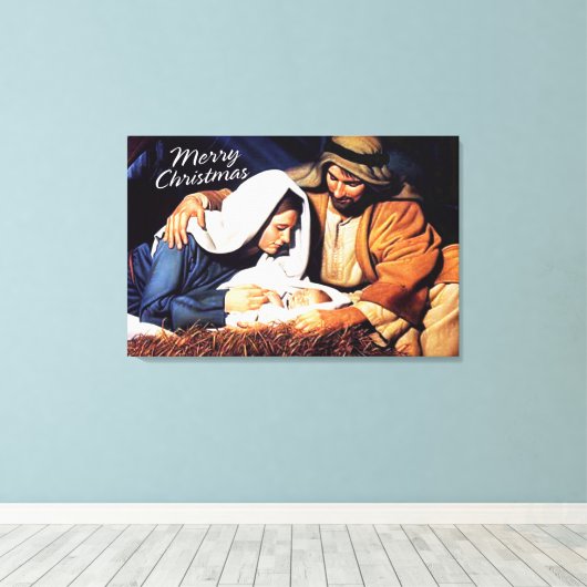 Joyeux Noël Enveloppé toile Nativité Imprimer (Insitu (Plancher de Bois))