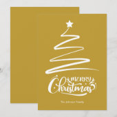 Joyeux Noël Et Arbre Carte de Noël Dorée (Devant / Derrière)