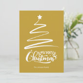 Joyeux Noël Et Arbre Carte de Noël Dorée (Debout devant)