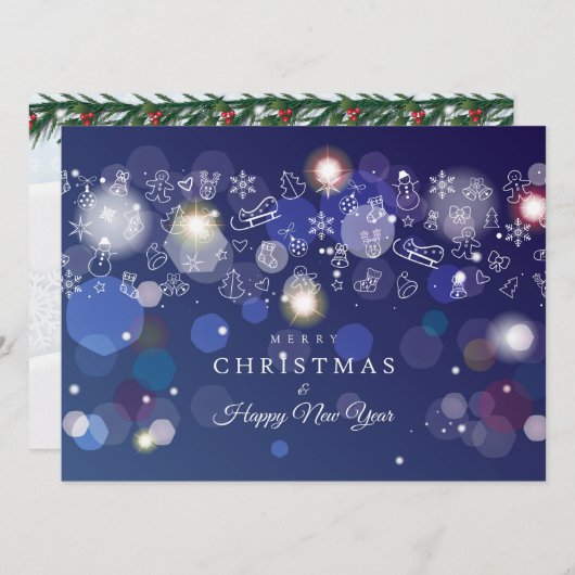 Joyeux Noël et Bonne Année ! Carte bleue XMAS (Devant / Derrière)