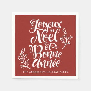 Joyeux Noël et Bonne Année Kalligrafie Rood Servet