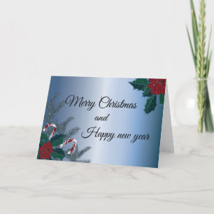 Joyeux Noël et Bonne nouvelle année carte - Holly1