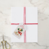 JOYEUX NOËL ÉTIQUETTE CADEAU CHIEN RÉTRO (Avec de la ficelle)