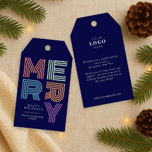 Joyeux Noël Étiquette Cadeau Colorée Logo Entrepri