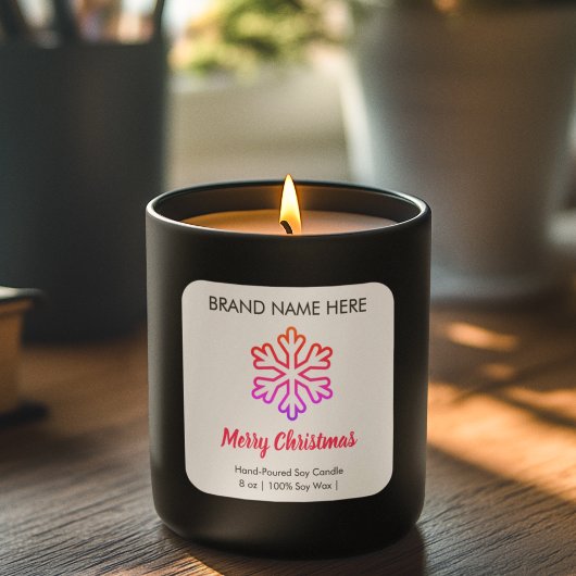 Joyeux Noël | Étiquettes de bougie modernes flocon