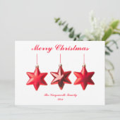 Joyeux Noël étoiles rouges avec carte texte plate (Debout devant)