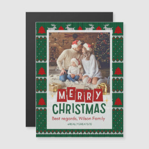 Joyeux Noël famille Carte magnétique mince