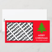 Joyeux Noël Famille Carte photo Arbre Rouge (Devant / Derrière)