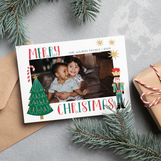 Joyeux Noël Famille Photo Carte de vacances