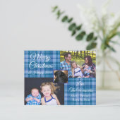 Joyeux Noël Famille Photo Carte postale bleue Plai (Debout devant)