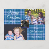 Joyeux Noël Famille Photo Carte postale bleue Plai (Devant)