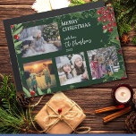 Joyeux Noël famille photo collage carte magnétique<br><div class="desc">Collage photo de famille Joyeux Noël,  feuilles d'hiver,  carte magnétique. Ajoutez vos plus belles photos,  texte et nom et créez une carte de Noël très personnelle et unique.</div>