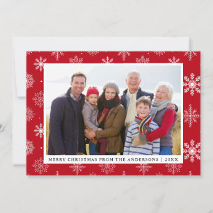 Joyeux Noël Famille Photo Feux de neige Carte Roug