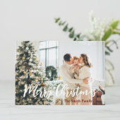 Joyeux Noël Famille Photo moderne Carte de vacance (Debout devant)