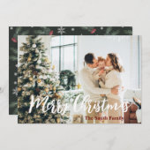 Joyeux Noël Famille Photo moderne Carte de vacance (Devant / Derrière)