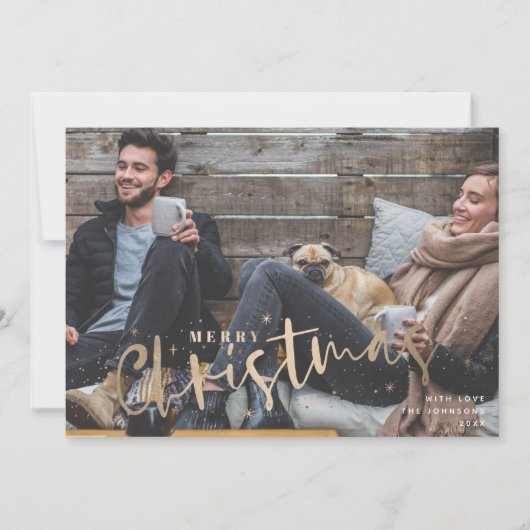 joyeux Noël faux or carte photo de vacances (Devant)