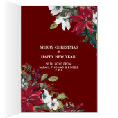 Joyeux Noël faux or floraux d'hiver Carte Noel (Intérieur (Droit))