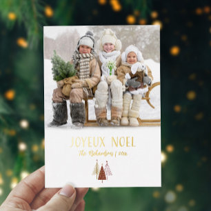 Joyeux Noel Feestelijke Foto Modern Christmas Gold Folie Feestdagenkaart