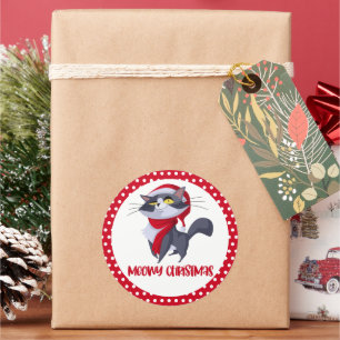 Joyeux Noël félin autocollant