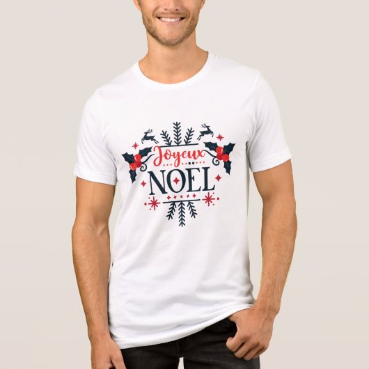 Joyeux Noel Festive French kerst Tri-Blend Shirt (Voorkant)