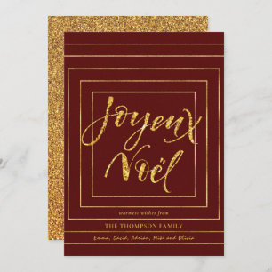 JOYEUX NOEL   Festive Gold Glitter kerstmis Feestdagenkaart