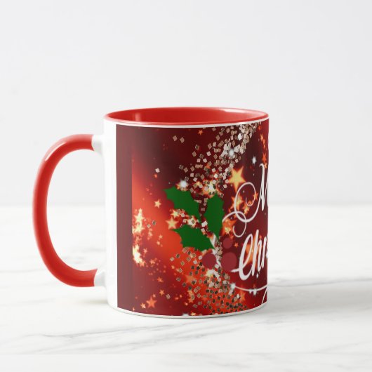 Joyeux Noël, Fête rouge design Mug (Gauche)