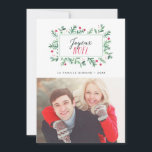 Joyeux Noël Feuillage Peint | Carte de Noël<br><div class="desc">Photo moderne d'avec de Carte de Noël. La carte de La un l'aquarelle et un endroit d'à de peintes de couronne de fleurs d'une versent le texte et photo d'une.</div>