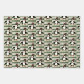Joyeux Noël Feuilles Enveloppant Pingouin Papier (Devant 3)