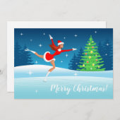 Joyeux Noël Figure Patinage Girl Carte de vacances (Devant / Derrière)