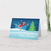 Joyeux Noël Figure Patinage Girl Carte de vacances (Devant)