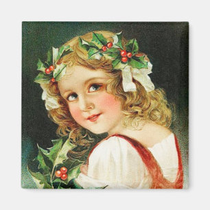 Joyeux Noël fille Magnet Vintage