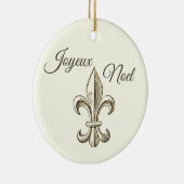 Joyeux Noel Fleur de lis Kerstmis Keramisch Ornament (Rechts)