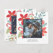 Joyeux Noël floral | Carte de vacances photo (Devant / Derrière)
