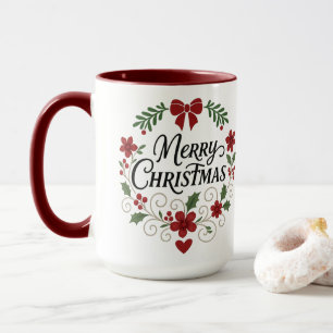 Joyeux Noël Floral Wreath Combo Mug