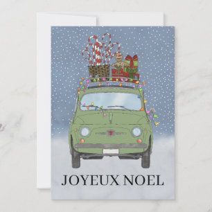 Joyeux noël Frans Kerstmis Groen Fiat 500 Feestdagenkaart