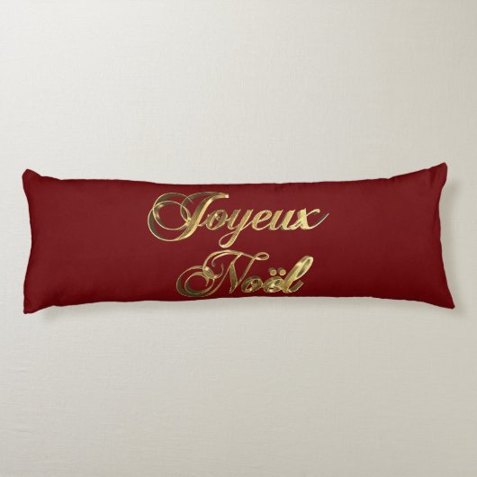 Joyeux Noel Frans Kerstmis Rood en Goud Lichaamskussen (Achterkant)