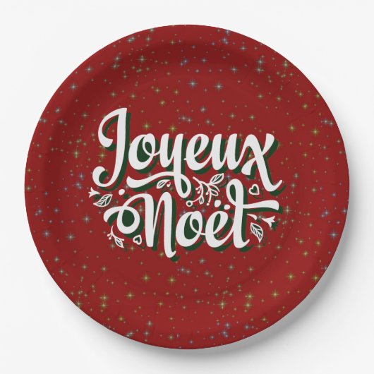 Joyeux Noël Frans Kerstmis Tekst 9" Papier Bord (Voorkant)