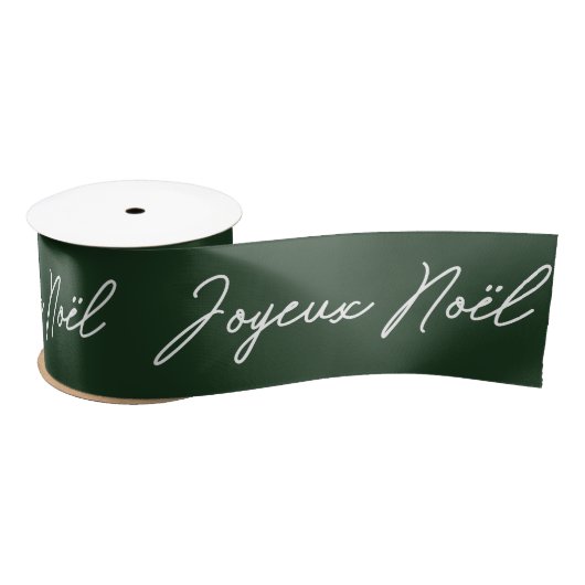 Joyeux Noël Frans Vrolijk Kerstfeest Groen & Wit Lint (Spoel)