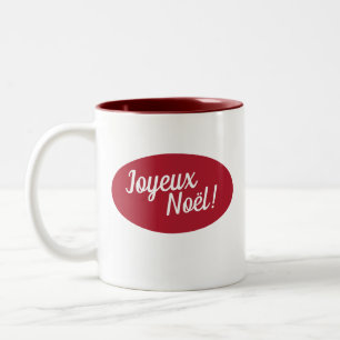 Joyeux Noël Frans Vrolijk Kerstfeest Tweekleurige Koffiemok