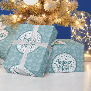 Joyeux Noel franse kerstblauwe kerblauwe kerkgenoo Cadeaupapier