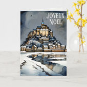 Joyeux Noel Franse Taal Kerstwensen Kaart (Gele Bloem)