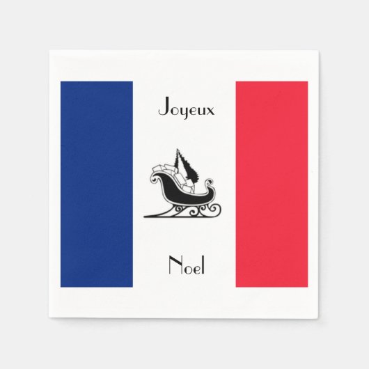 Joyeux Noel Franse vlag Kerstpapier servetten (Voorkant)