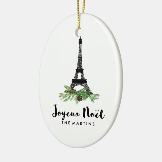 Joyeux Noel French Eiffel Tower Kerstmis Keramisch Ornament (Links)