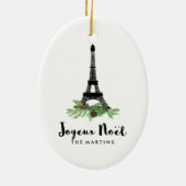 Joyeux Noel French Eiffel Tower Kerstmis Keramisch Ornament (Achterkant)