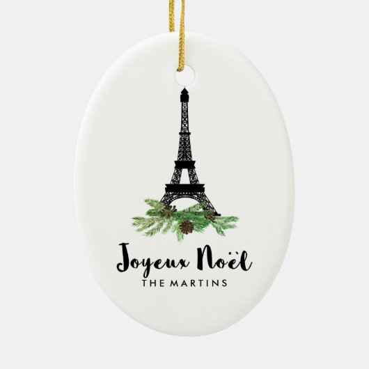 Joyeux Noel French Eiffel Tower Kerstmis Keramisch Ornament (Achterkant)