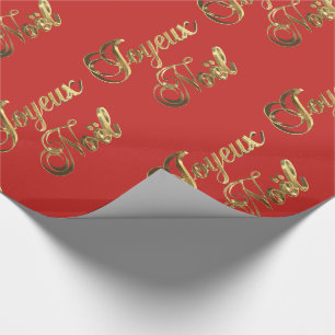 Joyeux Noel French KerstRed en Gold Cadeaupapier